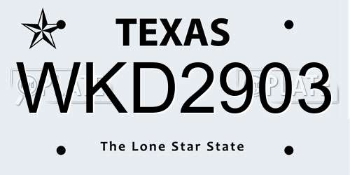 WKD2903 Texas License Plate