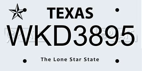 WKD3895 Texas License Plate