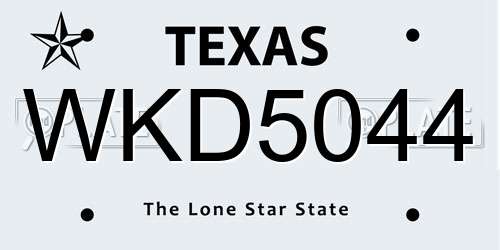 WKD5044 Texas License Plate