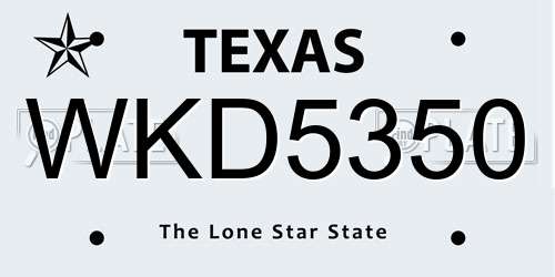 WKD5350 Texas License Plate