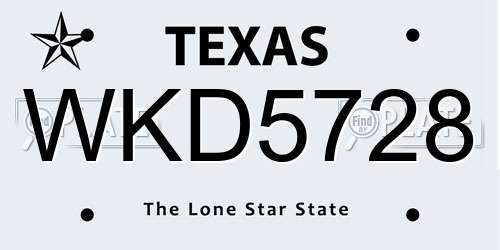 WKD5728 Texas License Plate