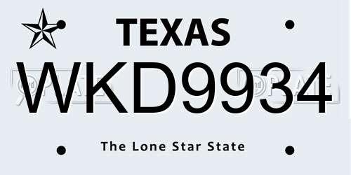 WKD9934 Texas License Plate