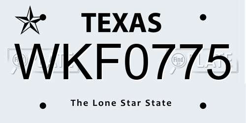 WKF0775 Texas License Plate