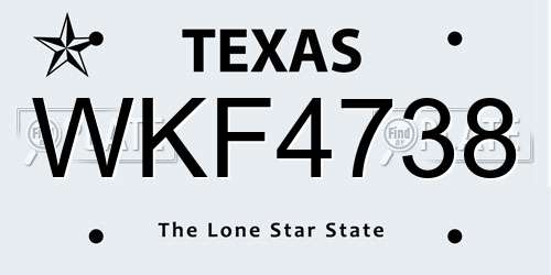 WKF4738 Texas License Plate