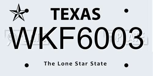 WKF6003 Texas License Plate