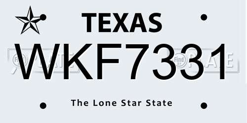 WKF7331 Texas License Plate