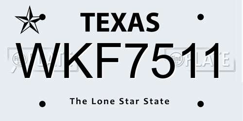 WKF7511 Texas License Plate