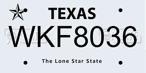 WKF8036 Texas License Plate