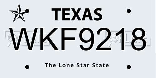 WKF9218 Texas License Plate