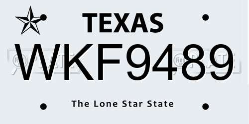 WKF9489 Texas License Plate