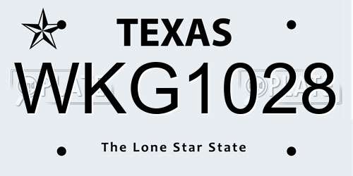 WKG1028 Texas License Plate