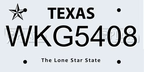 WKG5408 Texas License Plate