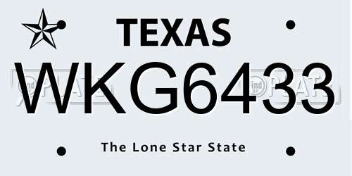 WKG6433 Texas License Plate