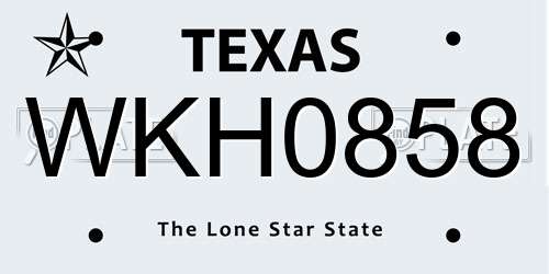 WKH0858 Texas License Plate