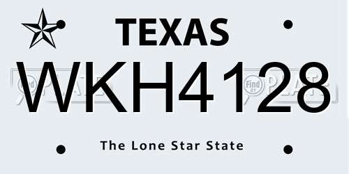 WKH4128 Texas License Plate