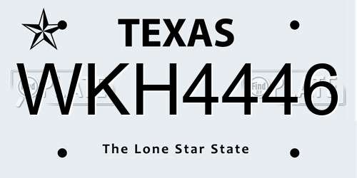 WKH4446 Texas License Plate
