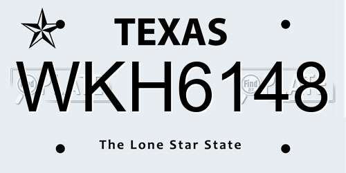 WKH6148 Texas License Plate