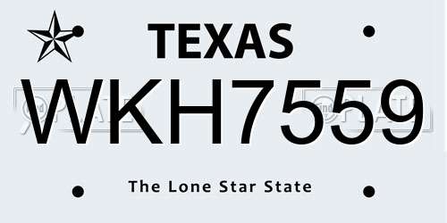 WKH7559 Texas License Plate