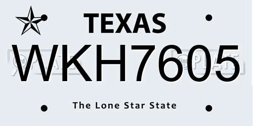 WKH7605 Texas License Plate