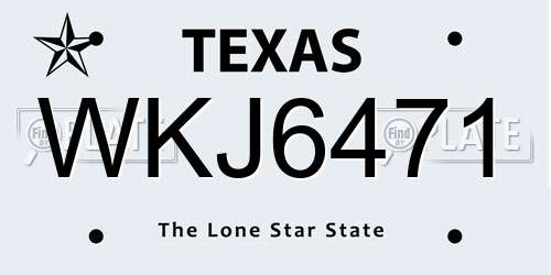 WKJ6471 Texas License Plate