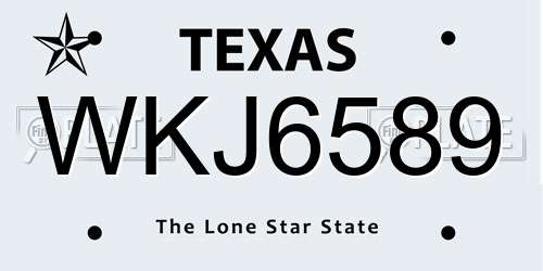 WKJ6589 Texas License Plate