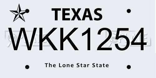 WKK1254 Texas License Plate