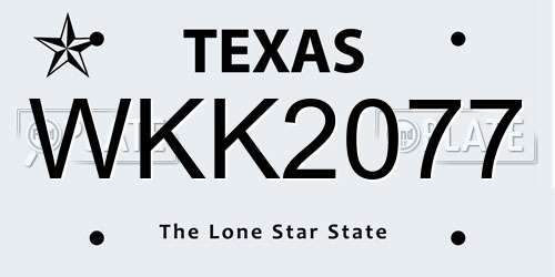 WKK2077 Texas License Plate