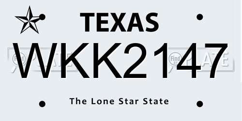WKK2147 Texas License Plate
