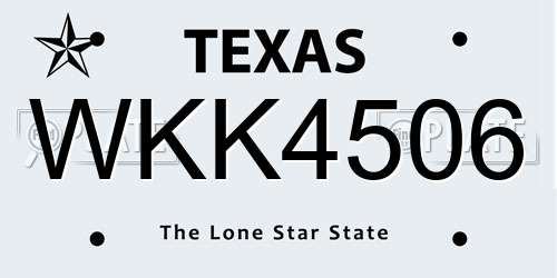 WKK4506 Texas License Plate