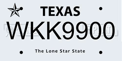 WKK9900 Texas License Plate
