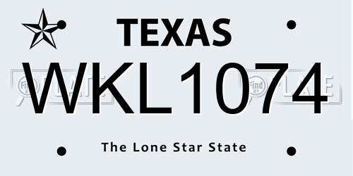 WKL1074 Texas License Plate
