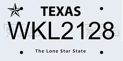 WKL2128 Texas License Plate