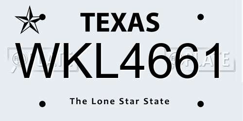 WKL4661 Texas License Plate