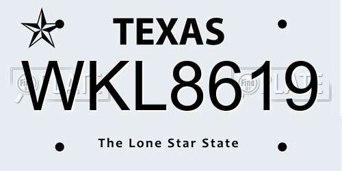 WKL8619 Texas License Plate