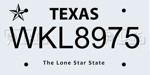 WKL8975 Texas License Plate