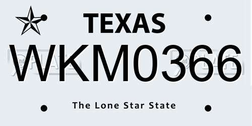 WKM0366 Texas License Plate
