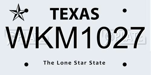 WKM1027 Texas License Plate