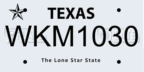 WKM1030 Texas License Plate