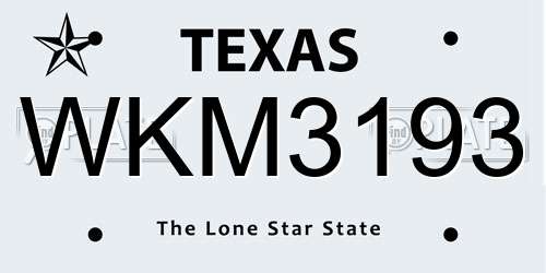 WKM3193 Texas License Plate