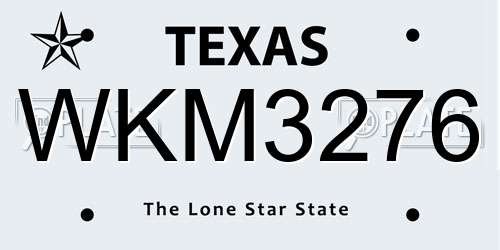 WKM3276 Texas License Plate