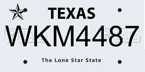 WKM4487 Texas License Plate