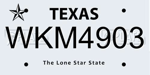 WKM4903 Texas License Plate