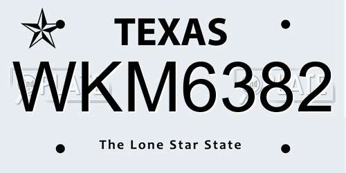 WKM6382 Texas License Plate
