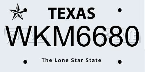 WKM6680 Texas License Plate