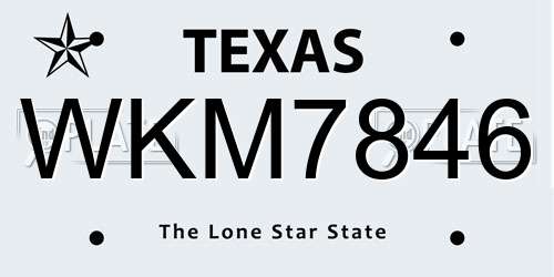 WKM7846 Texas License Plate