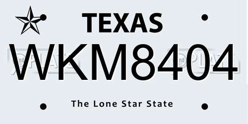 WKM8404 Texas License Plate
