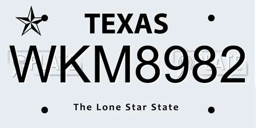 WKM8982 Texas License Plate