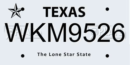 WKM9526 Texas License Plate