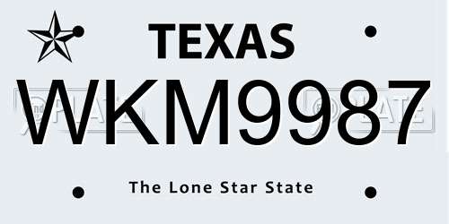 WKM9987 Texas License Plate