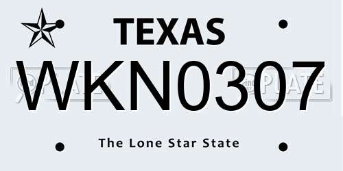 WKN0307 Texas License Plate